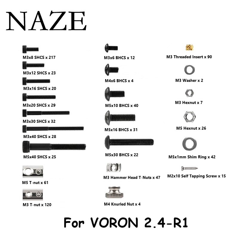 Voron 2.4 R2 Complete Kit - NAZE-Kit completo de tornillos para impresora